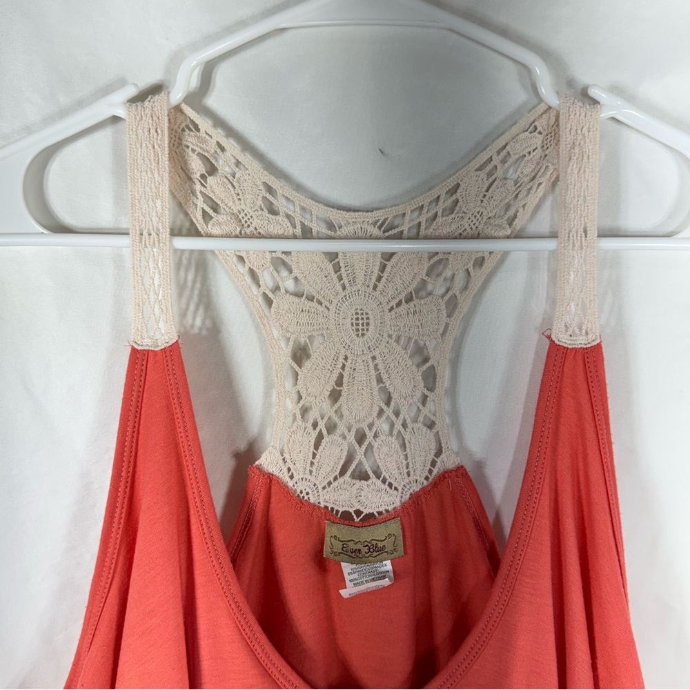 Ever Blue Lace Racer Back Ruffled Salmon Tank - Picture 3 of 8